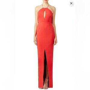 N/Nicholas Women's Red Ponte Rouleau Strappy Halter Neck Dress Size 46 Cut Out